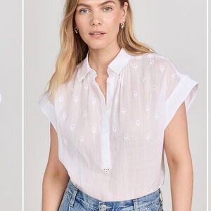 Rag & Bone Robin White Embroidered Blouse